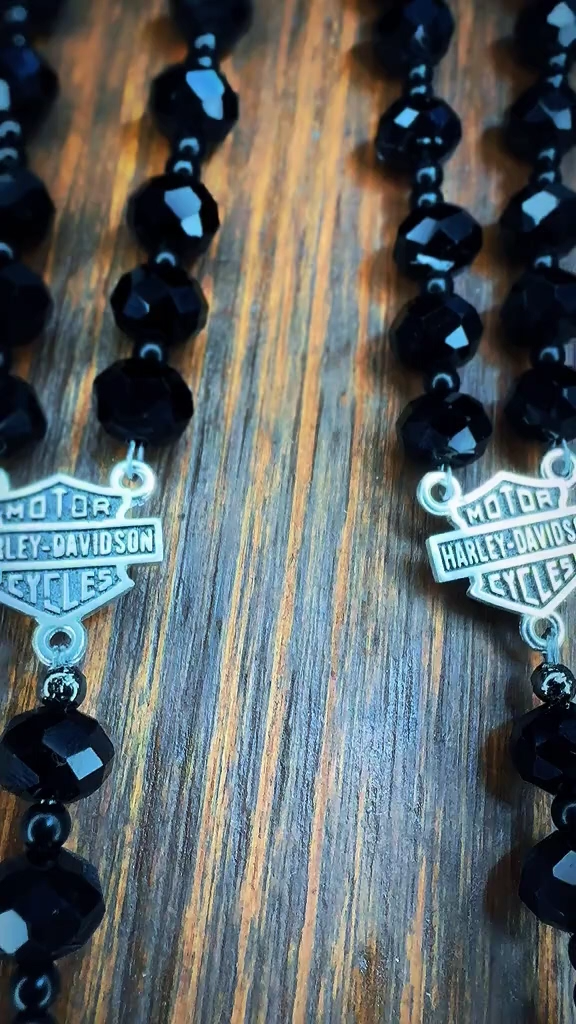 Motorcycle Theme Stone Bead Necklace